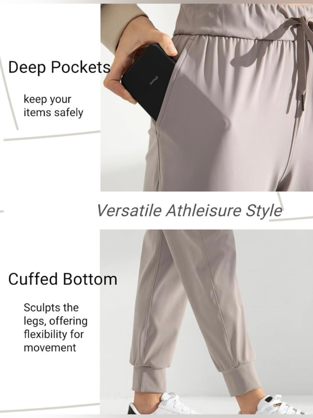 Women's Drawstring Jogger Pants - Gray - Picture 3 of 8